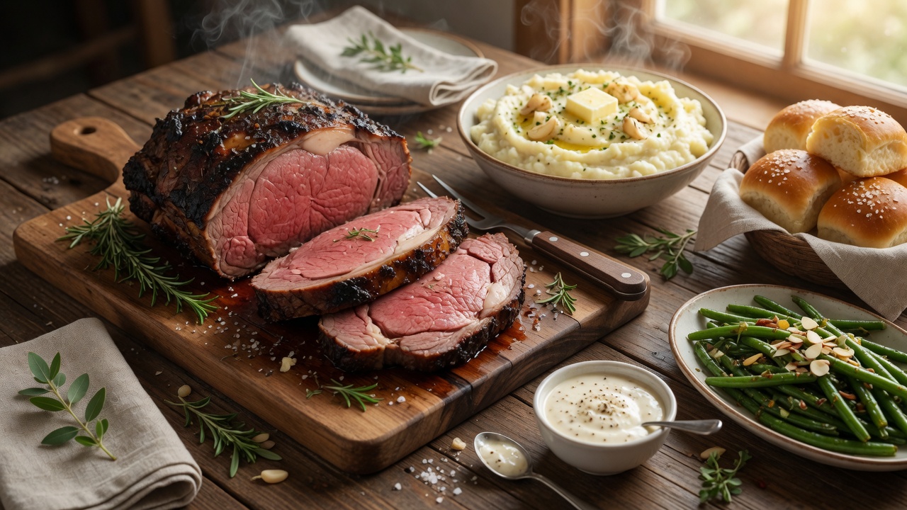 Championship Prime Rib Feast — catering spread