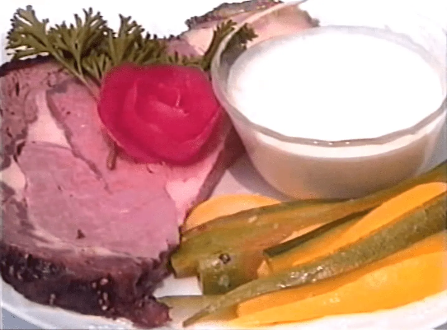 Championship smoked prime rib on a wooden cutting board