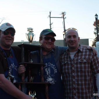 Lee and Michael with Matt Crawford, Sons of the Original Pigtails Team in 2010 as Grand Prize Winners of Jonesboro Downtown BBQ Contest (Arkansas State Champions)